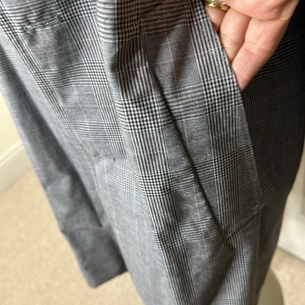 UNIS Grey Plaid Trench Coat Sz44